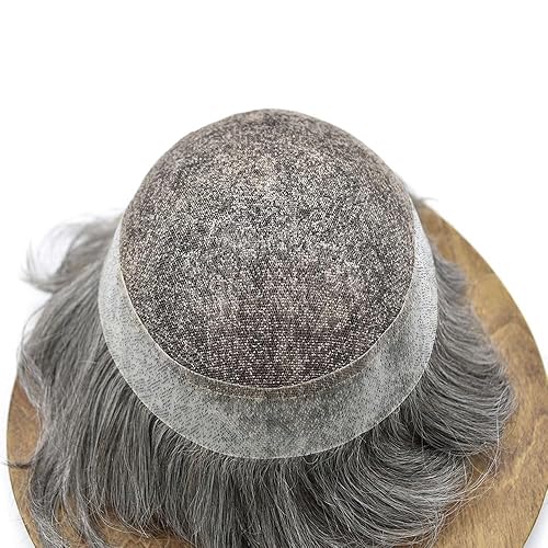 Miniatura 6 de Tupé para hombres, piezas de cabello humano real, encaje frontal suave, tupé para hombre, con línea capilar natural, transpirable, sistema de