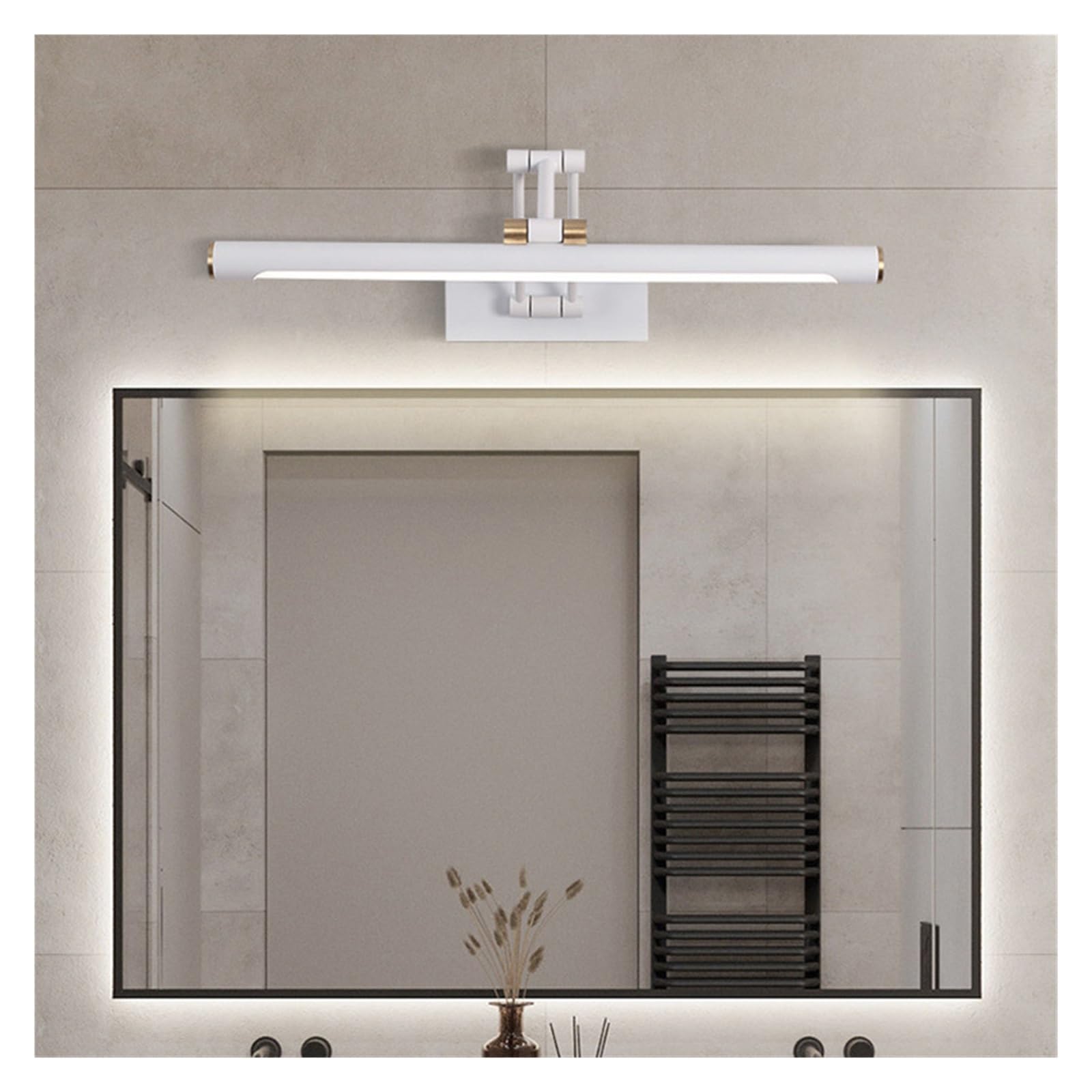 Światła obrazu Światło lustrzane LED Kinkiet Nowoczesna Łazienka Kinkiet 43cm 58cm AC85-265V Oświetlenie wewnętrzne Sypialnia Kinkiety Ścienne Oprawy oświetleniowe (Color : Warm, Size : White 43cm