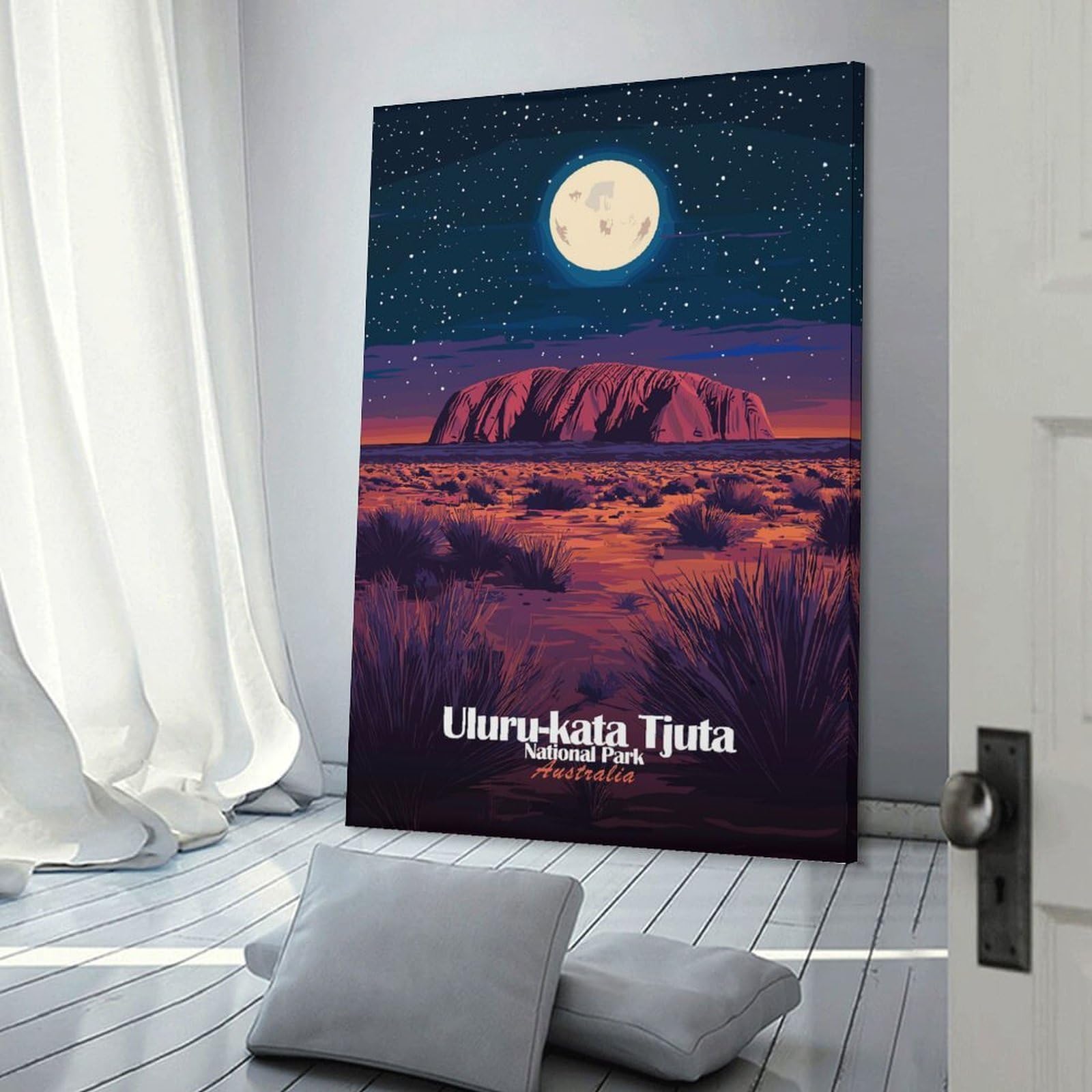 Junmoney Canvas Wall Art Uluru-Kata Tjuta National Park, 08x12inch(20x30cm), for Lounge Decor, Bedroom Walls Or Flats, A Home Accent with Warm Character
