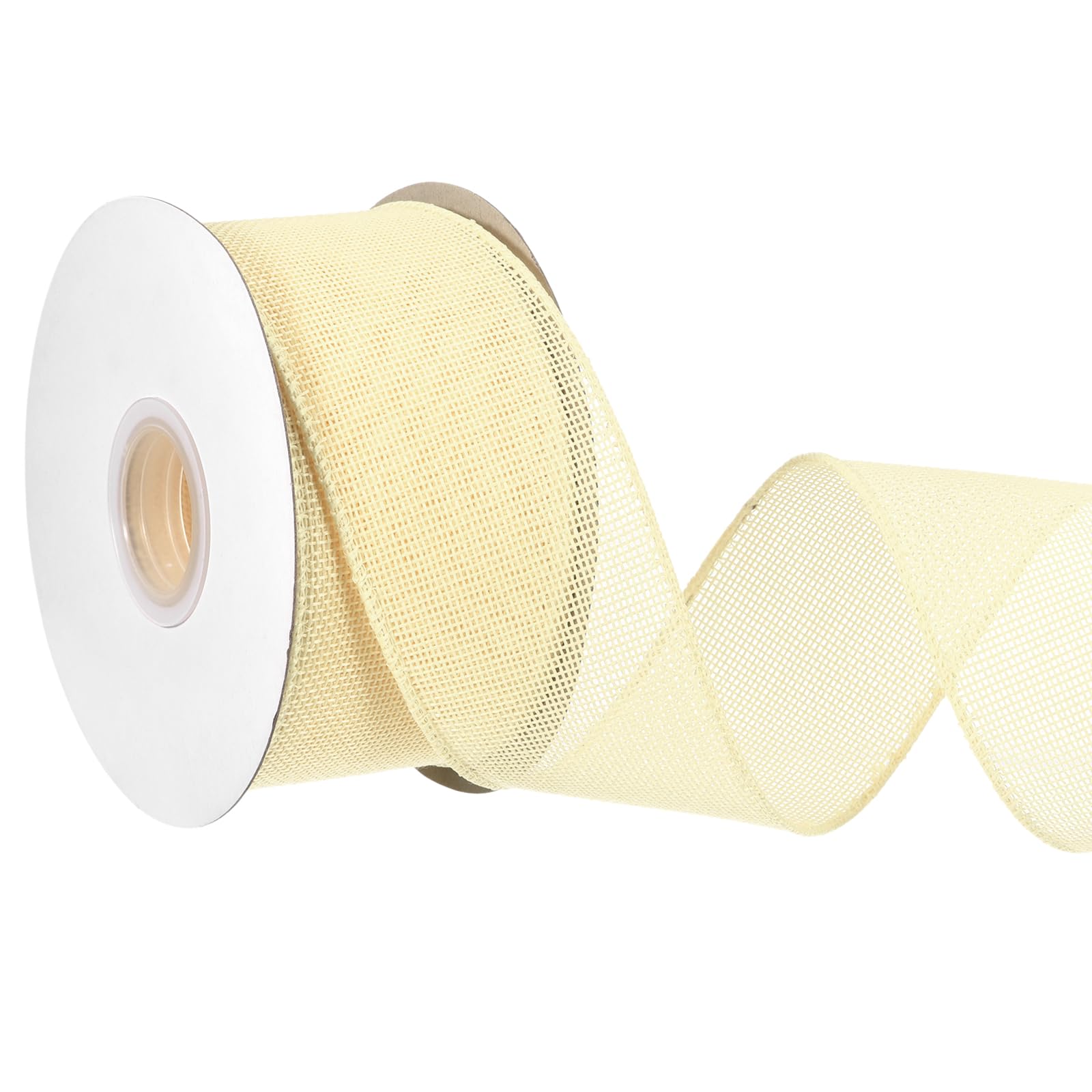 Ruban métallique en toile de jute blanc crème 6,3cm x 18,1m pour travaux manuels et arcs DIY