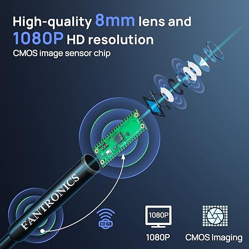 Miniatura 2 de Cable USB rígido, 5 metros (16.4 pies), para cámaras, endoscopios y boroscopios USB tipo C HD 2.0 megapíxeles, para Android Samsung Galaxy S8,