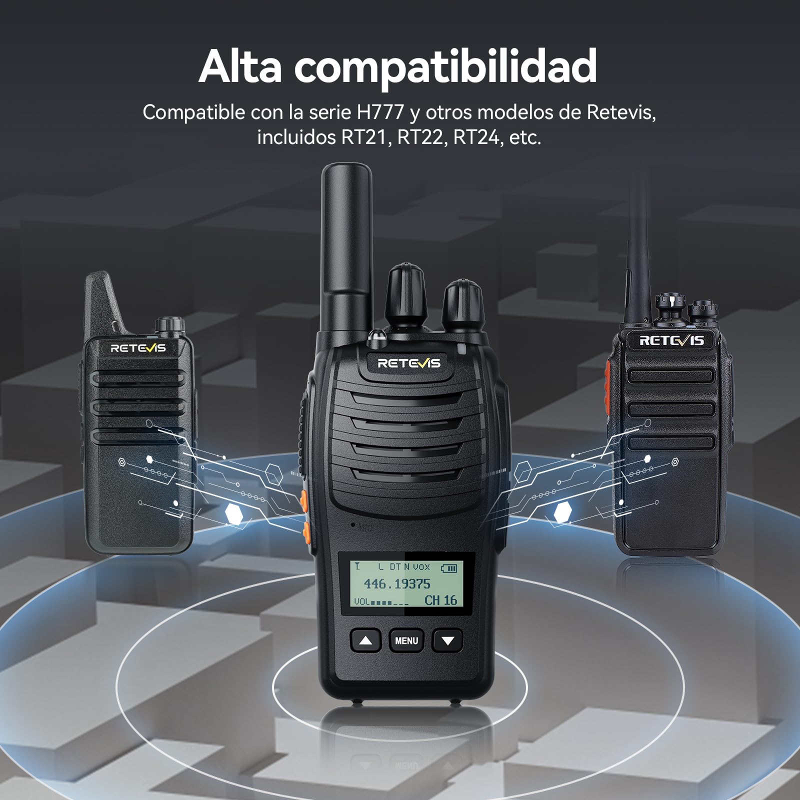 Retevis H777D Walkie Talkie Profesional, PMR446 Pinganillo Walkie Talkie, con Cargador de 10 Vías, Pantalla LCD, 1200 mAh Batería, Radio Bidireccional Portátil para Seguridad, Hotel (10 Piezas)