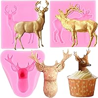 Vista 1 de Molde de silicona para ciervos de Navidad, moldes de fondant 3D, molde de alce para decoración de pasteles de Navidad, decoración de cupcakes