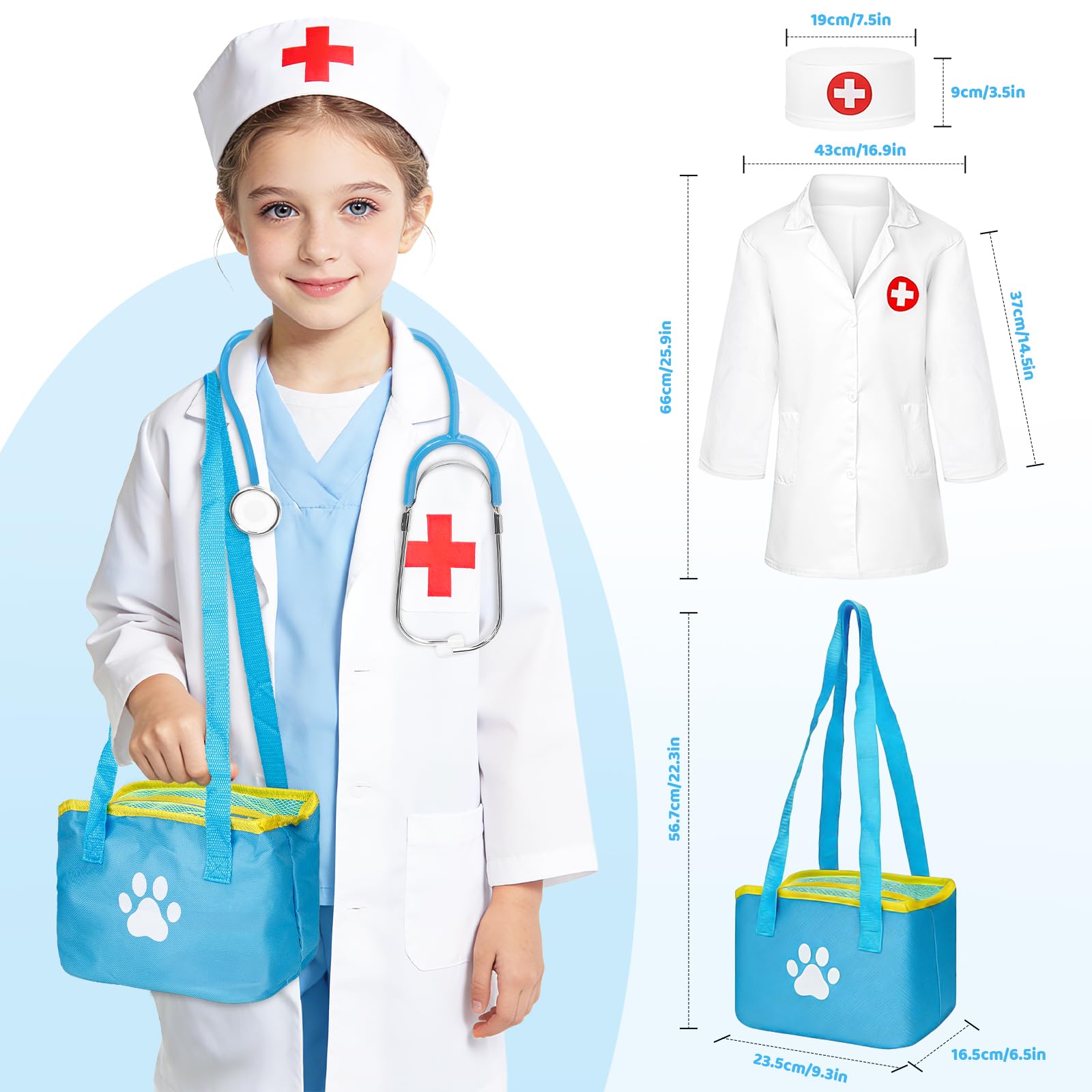 Malette Docteur Enfant,Kit Infirmiere Jouet Docteur Bois,Kit Médicale avec Véritable Stéthoscope,Thermomètre,Seringue,Jeu d'imitation Cadeau pour Fille Garçon Enfant 3 4 5 6 7 Ans