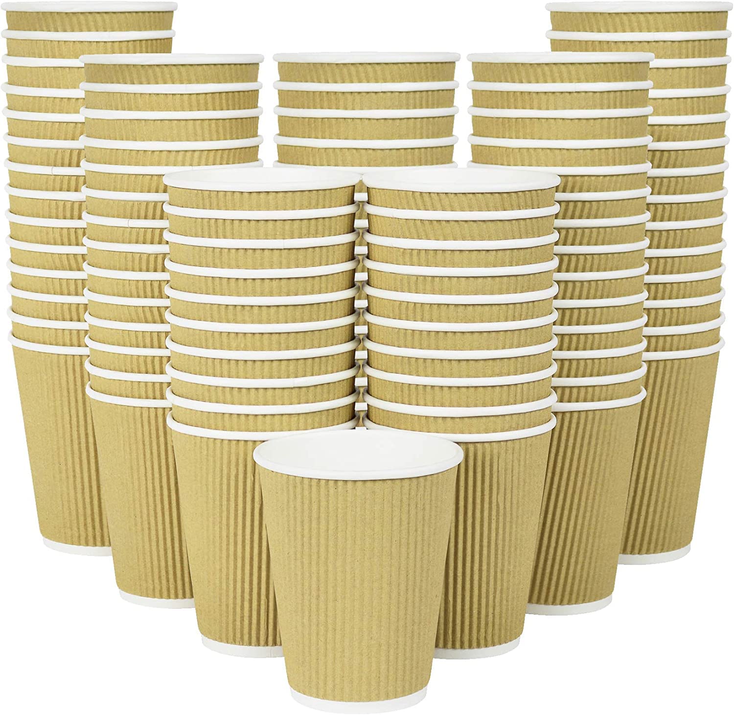 NASTEE Comfy Package Ripple Paper Cups/Coffee Cups to Go for Party Events Travel and Other (360 ml, Brown) - Pack 50 Pieces