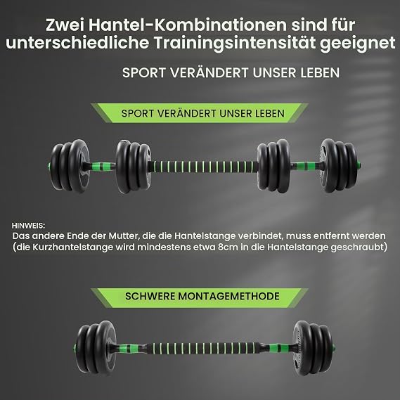 20 kg Dumbbell Set 5 in 1 Adjustable Home Fitness Equipment for Men and Women Barbell Kettlebell Push-Up Handles Abdominal Trainer Free Dumbbells for Full Body Training