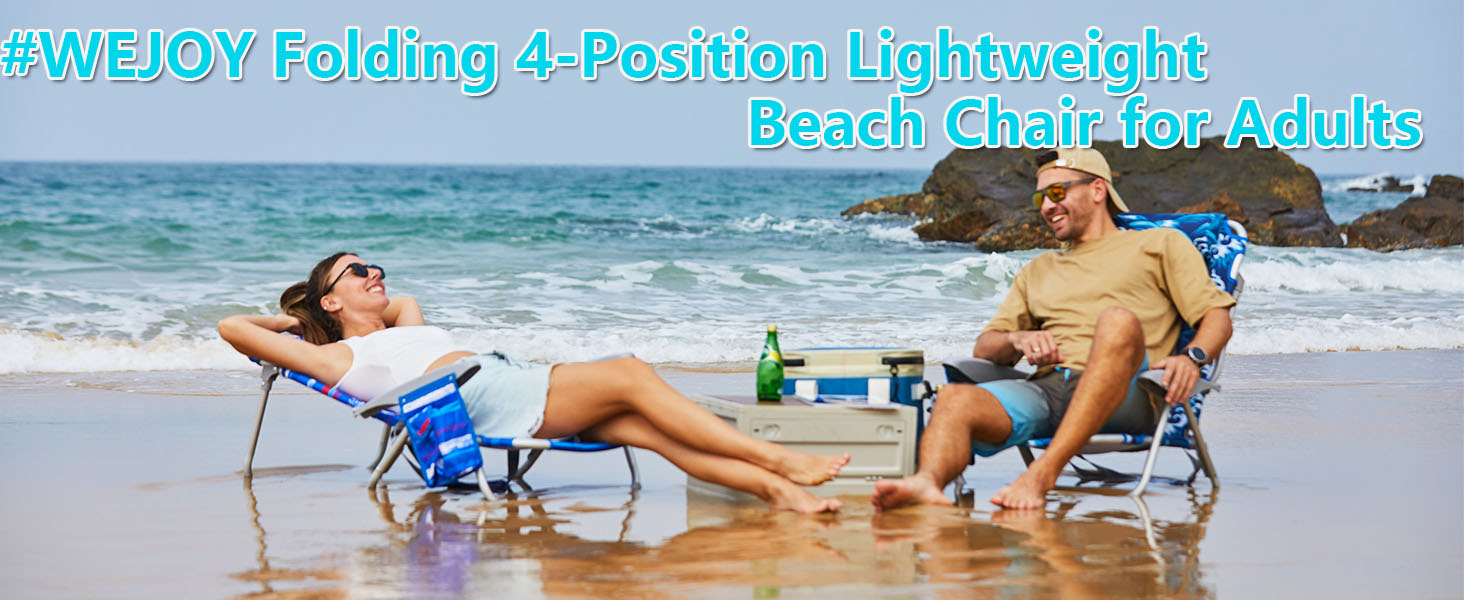 Folding Chairs WEJOY Folding Beach Chair For Adults, 4-Position