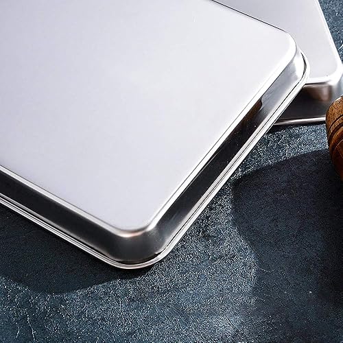 Miniatura 4 de Paquete de 2 bandejas de acero inoxidable no tóxicas para hornear de cocina, instrumentos de laboratorio, dental, instrumento quirúrgico médico,