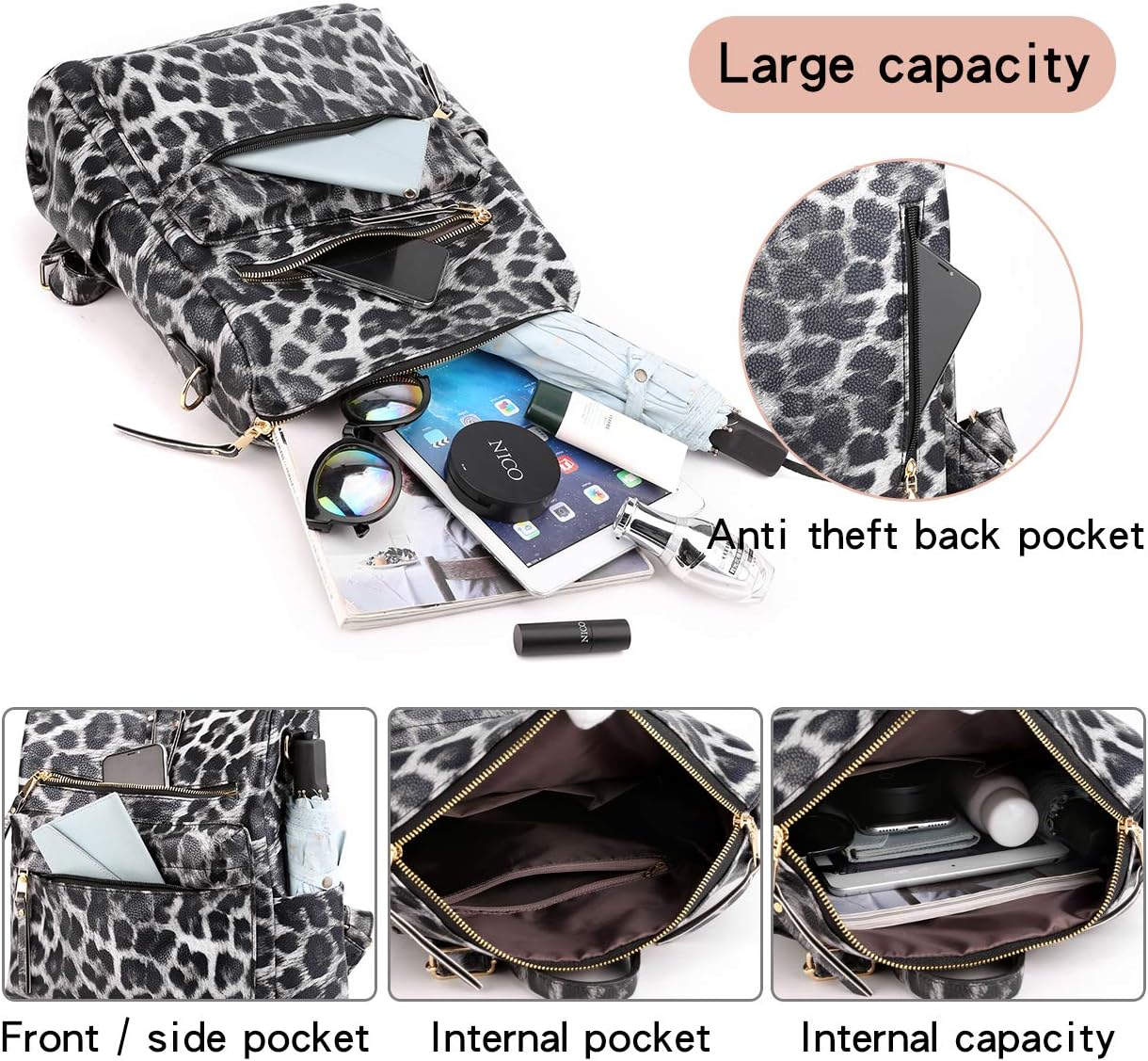 ZOCILOR Women's Fashion Backpack Purse Multipurpose Design Convertible Satchel Handbags Shoulder Bag Travel bag