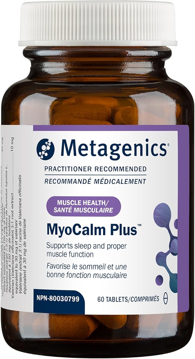 Metagenics MyoCalm Plus - Muscle Relaxation & Stress Support with Passionflower, Valerian, Lemon Balm, Magnesium & Calcium - Supports Sleep Quality - Non-GMO, Gluten-Free, Vegetarian - 60 Tablets