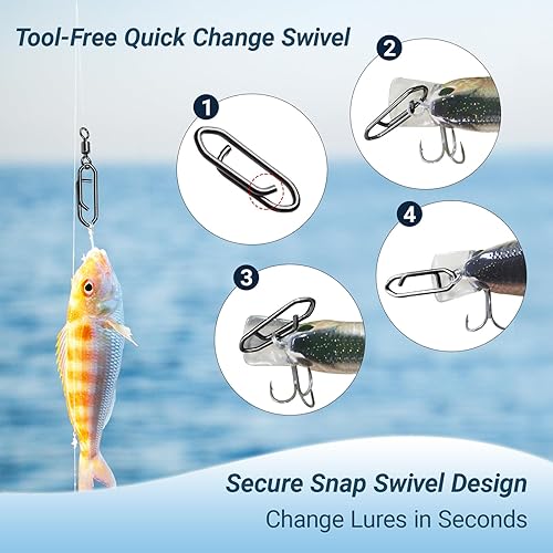 Miniatura 5 de AMYSPORTS Barril de agua salada de alta resistencia Giratorios Aparejos de pesca Conector de línea de acero inoxidable Broches de pesca Cambio