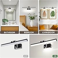Vista 7 de Modern Black Bathroom Light Fixtures 16.3 inch Led Vanity Lights,8W,Rotatable & Dimmable Bar Bathroom Lighting fixtures Over Mirror,4000K Natural
