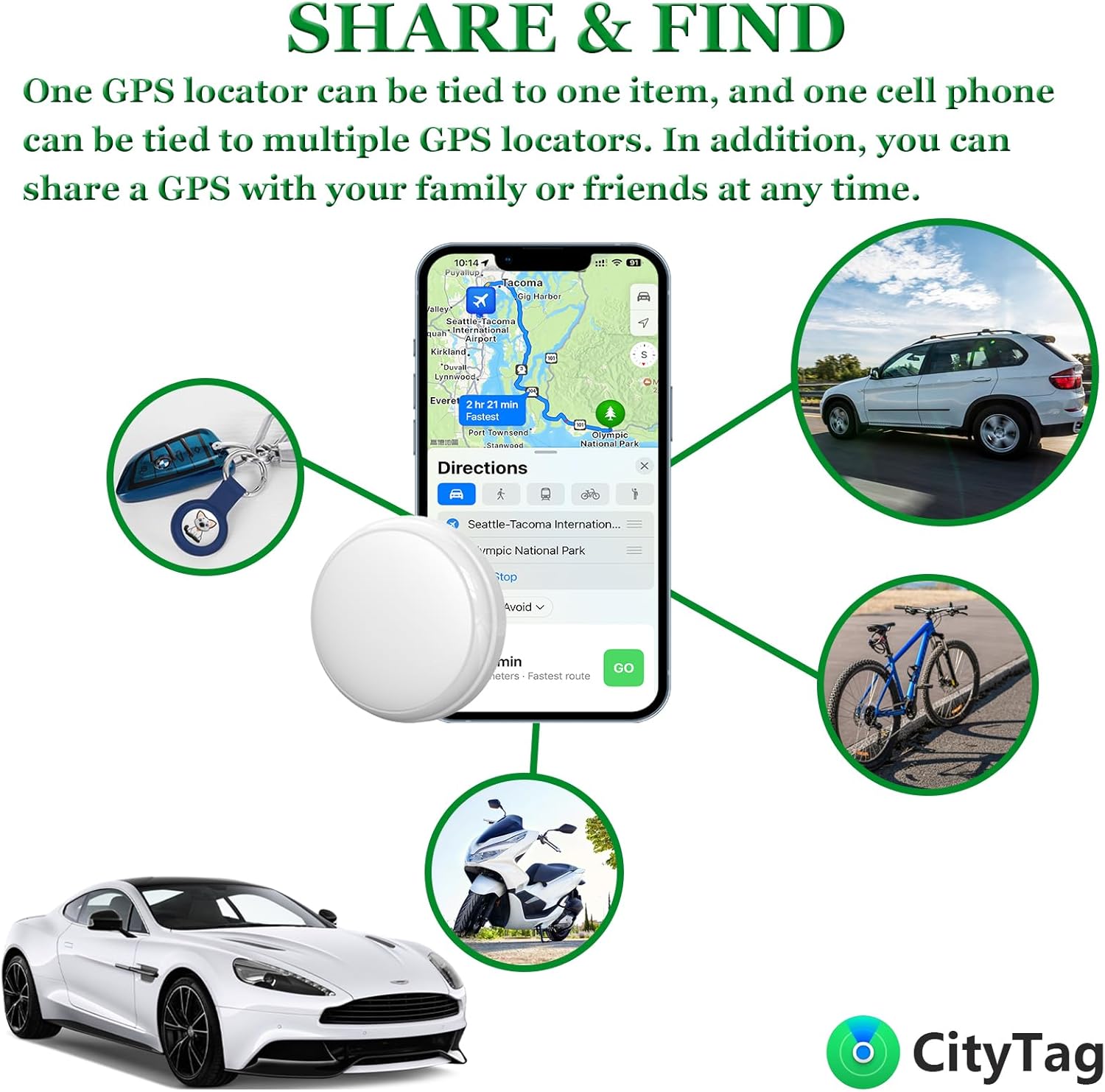 GPS Tracker for Vehicles and Cars,Magnetic GPS Tracker for Car,Real-Time Location Tracking Device,No Subscription,No Monthly Fee,Waterproof Tracker for Kids, Pets and Dogs(Android & iOS)