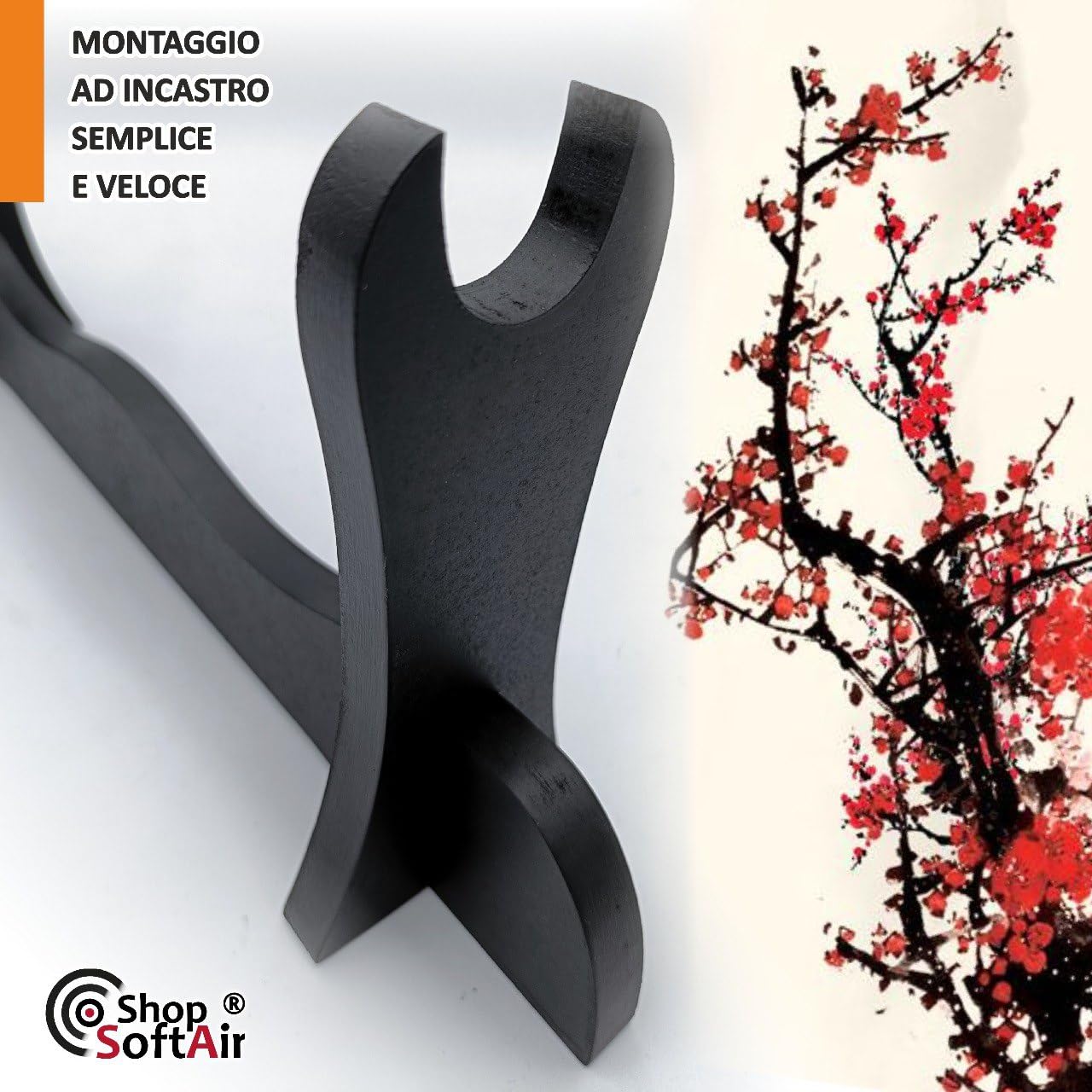 Supporto Piedistallo Espositore in Legno Katana 1 Posto Tavolo