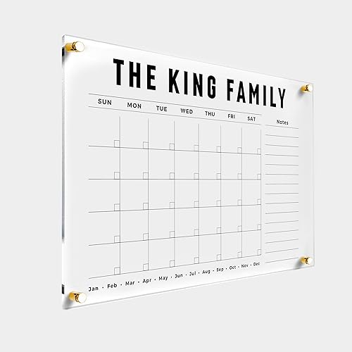 Planificador familiar de acrílico, calendario grande personalizado 2024, tablero de borrado en seco, centro de comando, calendario mensual, mensual