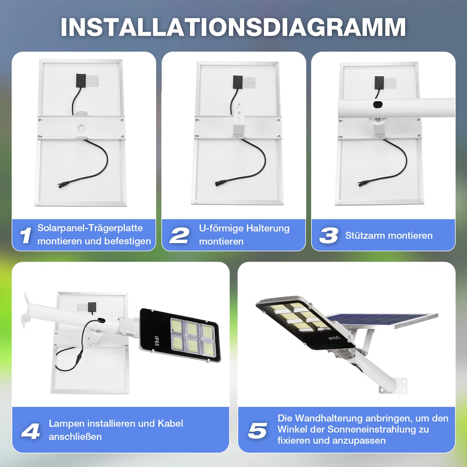 Solarlampen für Außen mit 462 LEDs, 40000LM Solar Straßenleuchte mit Bewegungssensor & Fernbedienung, IP65 Wasserdichte 20000mAh Solarleuchte für Garten, Hof, Garage und Parkplatz, 6500K Kaltweiß