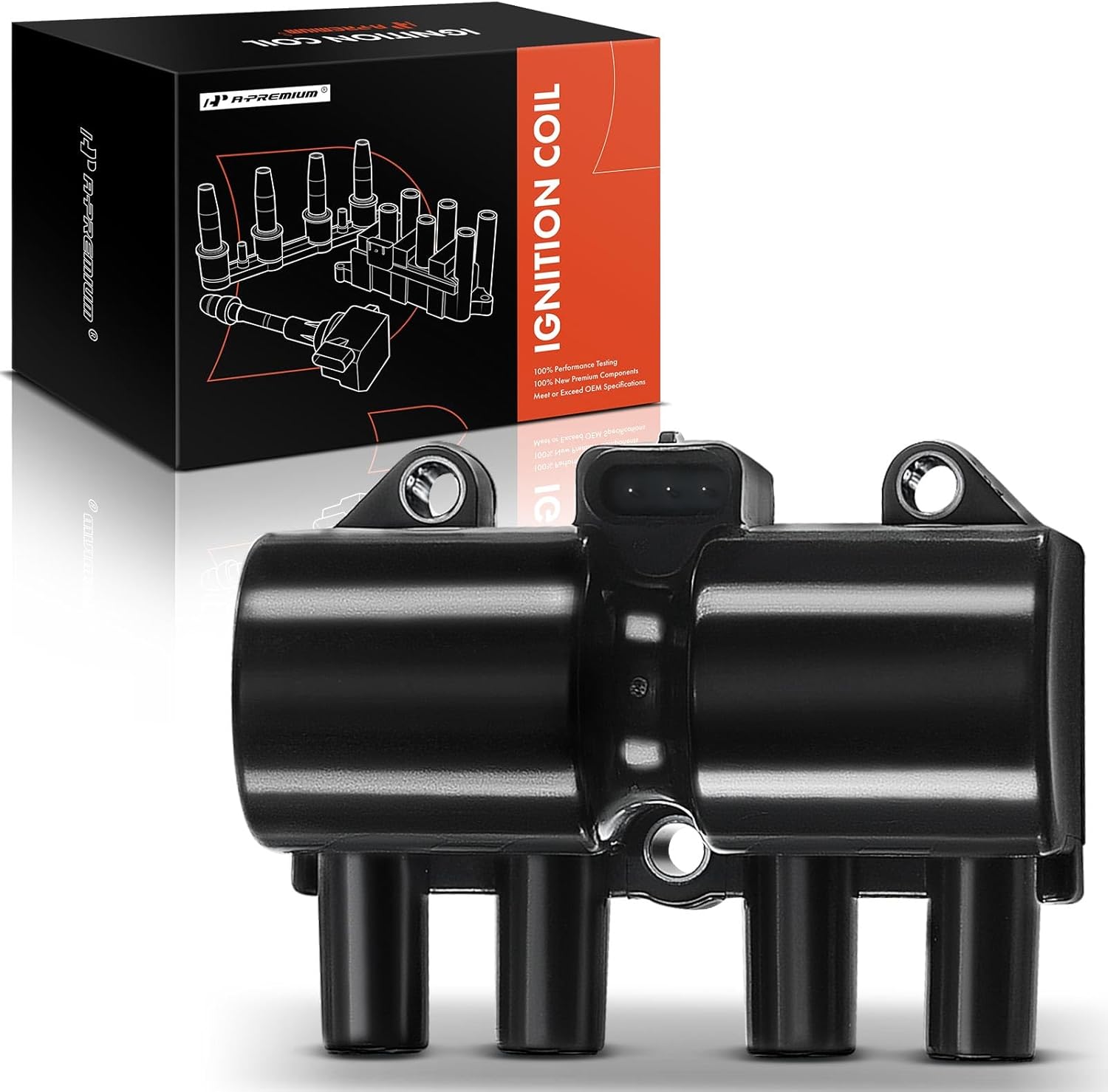 A-Premium Ignition Coil Compatible with Chevrolet, Pontiac, Suzuki & Daewoo Vehicles - 1.6L 2.0L - Aveo 2004-2008, Aveo5 2006-2008, Chevy 2003-2012, G3 2010, Forenza 2004-2008, Reno 2005-2008, Nubira