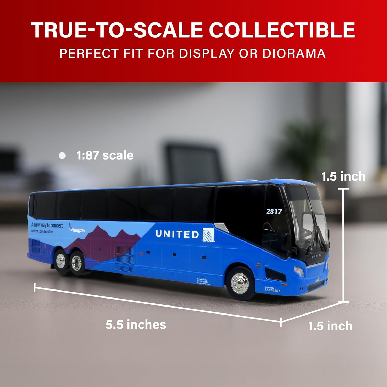 Iconic Replicas 1:87 Prevost H3-45 Coach: Landline/United Airlines - 1:87 Scale (HO)