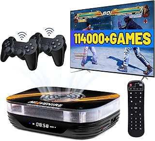 Super Console X3 Plus Retro Game Console Pre-Installed in 114000+ Games, Android 9.0 and Emuelec 4.5 Game System in 1, s905X3 Chip,with 2 Gamepads(256G)