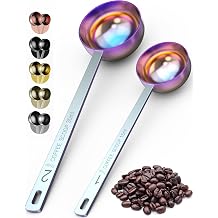 Orblue Premium Coffee Scoop Set - 1 Tbsp 15ml & 2 Tbsp 30ml Measuring Tablespoon - Stainless Steel Coffee Measuring Spoon and Scooper with Long Handles - Pack of 2, Multicolored