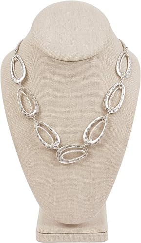 Miniatura 3 de MOOCA Cadena de madera cubierta de lino, soporte de exhibición de busto de joyería, collar de maniquí, collar de exhibición, collar de maniquí,