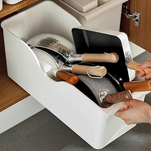 Organizadores y almacenamiento de gabinetes de cocina, soporte de plástico para ollas, soporte para ollas con ruedas, organizador de despensa, cesta