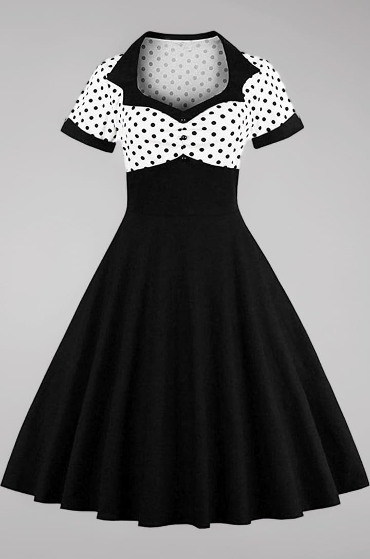 Women's Audrey Hepburn Vintage Style Rockabilly Swing Dress