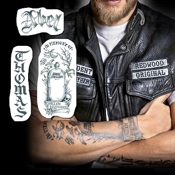 Jax Teller Arms & Chest Temporary Tattoos Set - Jax Biker Temporary Tattoos/Soa Costume Jax Tattoos