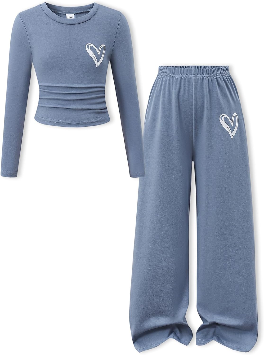 Tween Girl Clothes Fall Long Sleeve Top+Wide Leg Pant Outfits | Fall 2 Piece Outfit Set, Long Sleeve Top, Wide Leg Pants, Trendy Casual Weekend Daily Wear, Back To School Outfit For Girl