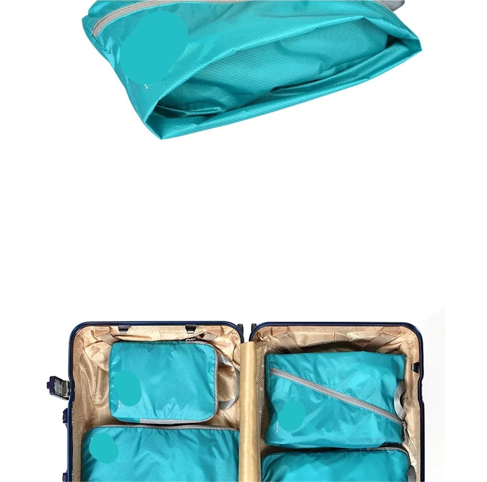 Organizer da viaggio per accessori da viaggio 4/6 pezzi di cubi compressione da viaggio, organizer for bagagli, borse estensibili, custodia, valigie pieghevoli(4PCS Turmeric)