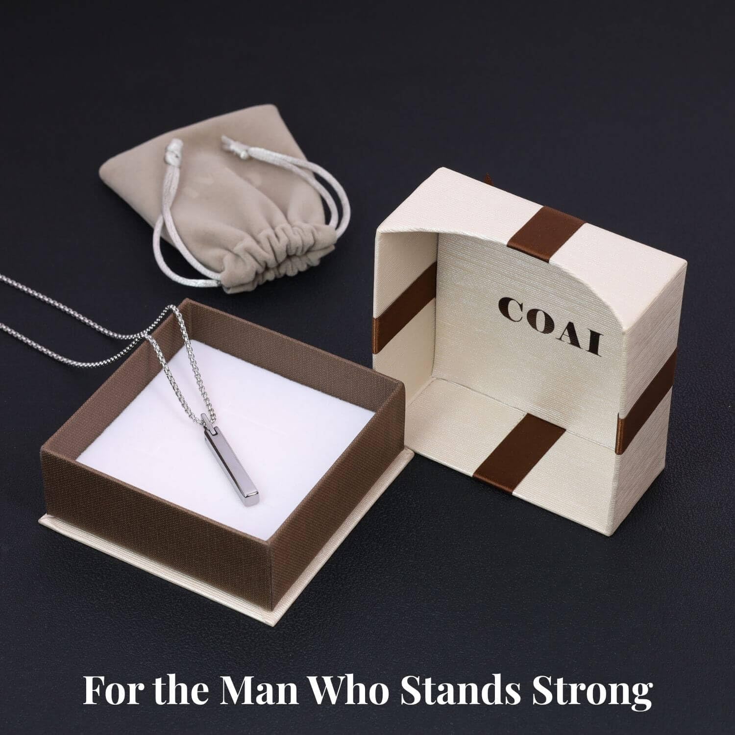 COAI Tungsten Steel Bar Necklace for Men Women, 18K Gold Plated/Silver Color Pendant Necklace for Men 20"-26"