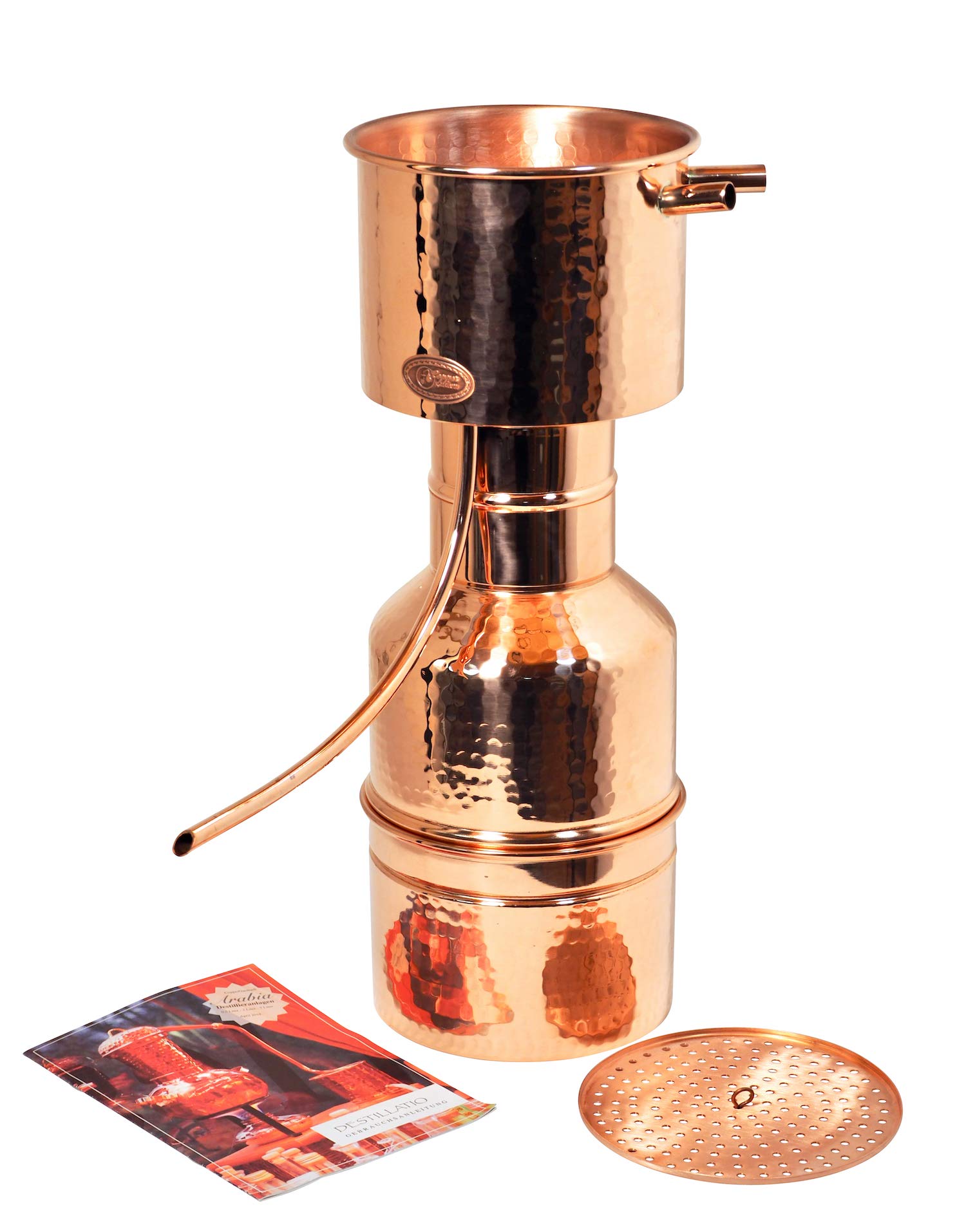 CopperGarden Destille LEONARDO 2 Liter | Sorgenfrei Paket mit Zubehör | Auspacken und Destillieren | Inklusive Pumpe, Kochplatte etc. | Kräuter Brennerei f. Hydrolate & ätherische Öle