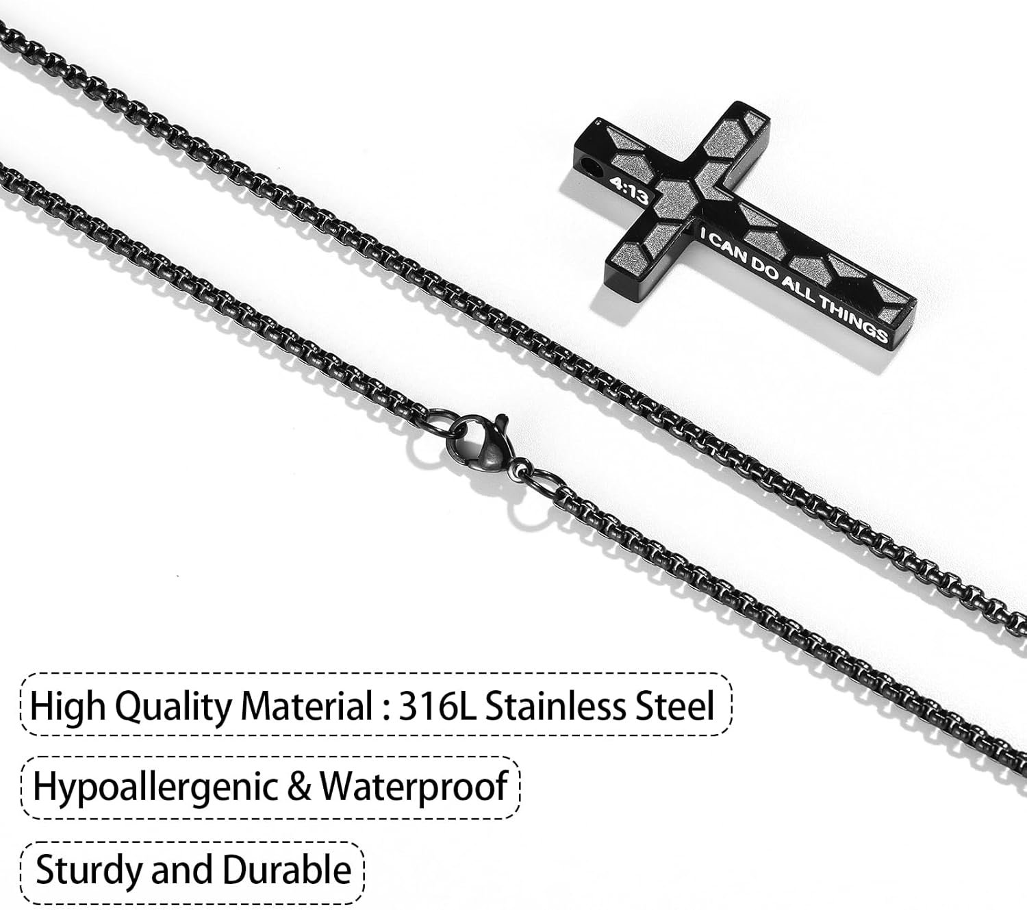 Soccer Cross Necklace for Boys Men, Cross with Bible Verse Stainless Steel Pendant Chain Christmas Birthday Game Day Christian Religious Jewelry Gifts for Son Kids Teenage Teen Stuff - Image 4