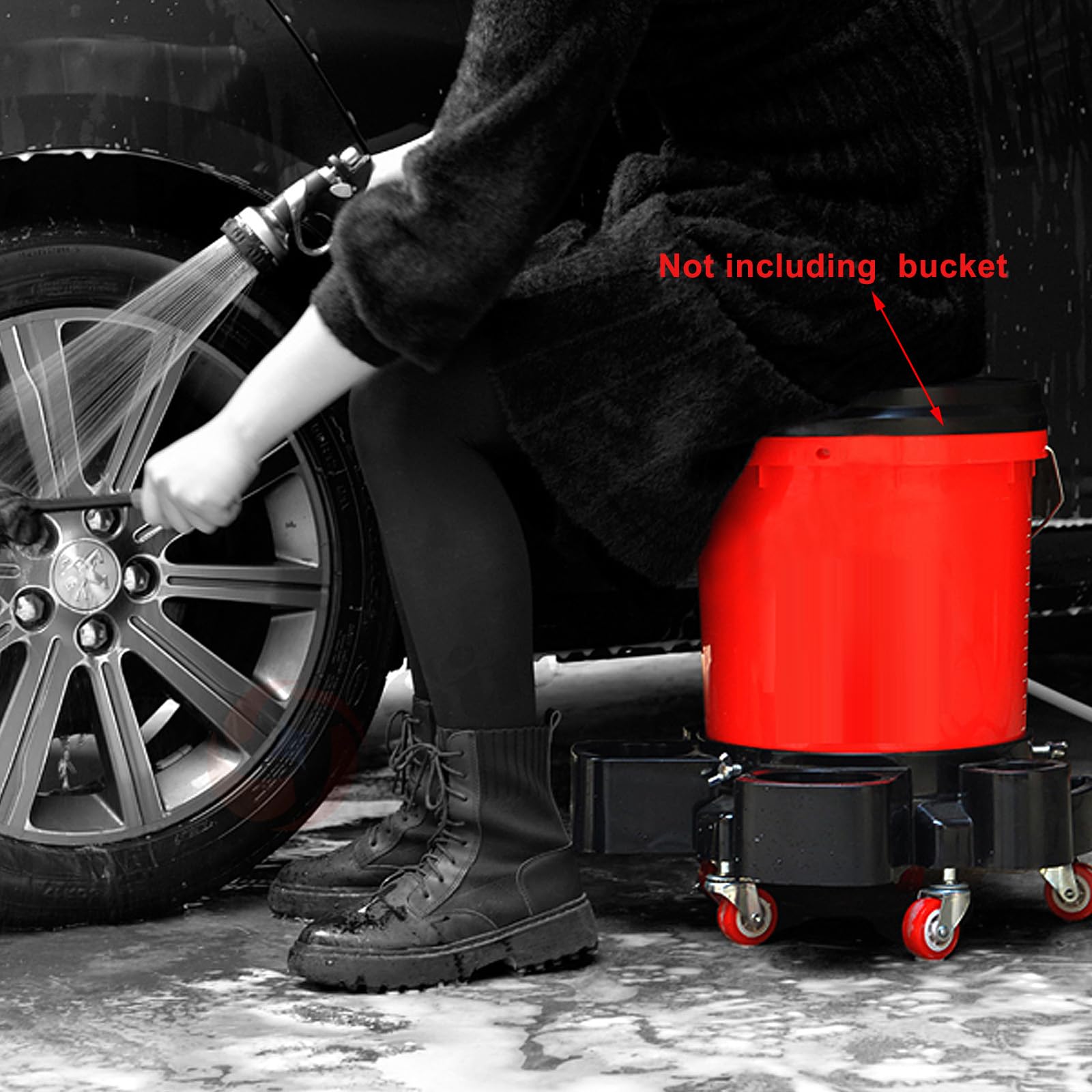 Cubos de lavado de coche de 5 galones, accesorios para lavado de coches, limpieza, detalles, servicio de limpieza profesional de manos de coche, manejo de materiales con ruedas de 360 grados