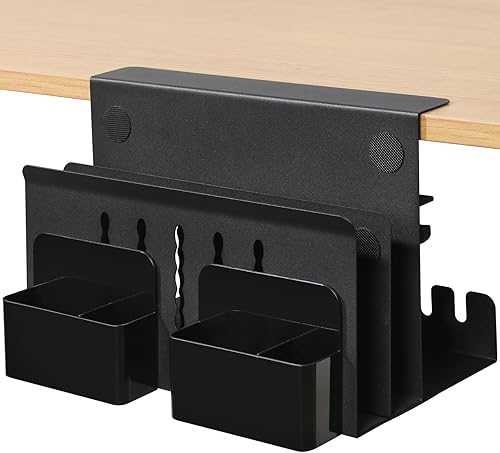 MAXECHO Almacenamiento lateral de escritorio, soporte para laptop debajo del escritorio, organizador de archivos colgante lateral de mesa, sin
