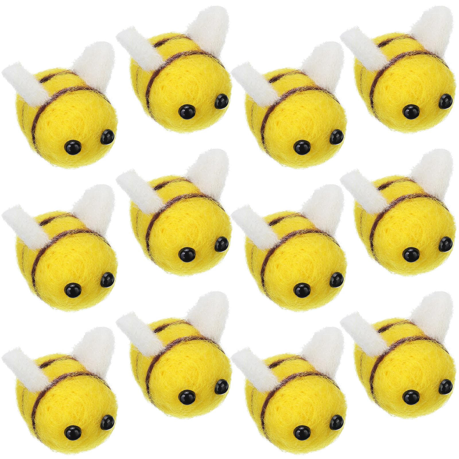 Gejoy 12 Pcs Wool Felt Bee for Craft Mini Bee Plush Decor for Baby Shower Gender Reveal Gift Cute Plush Toy DIY Craft Nursery Tent Party Decoration