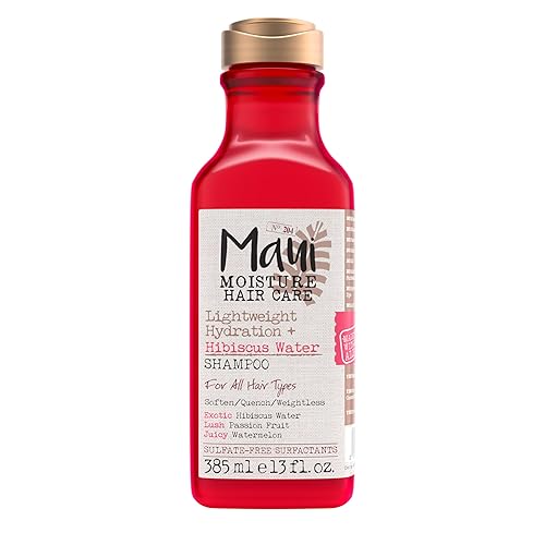 Champú Maui Moisture Lightweight Hydration + Agua de Hibisco, Champú Hidratante de Aloe Vera para Alisar el Cabello Rizado, Vegano y Libre de Sulfatos, 13 Fl Oz