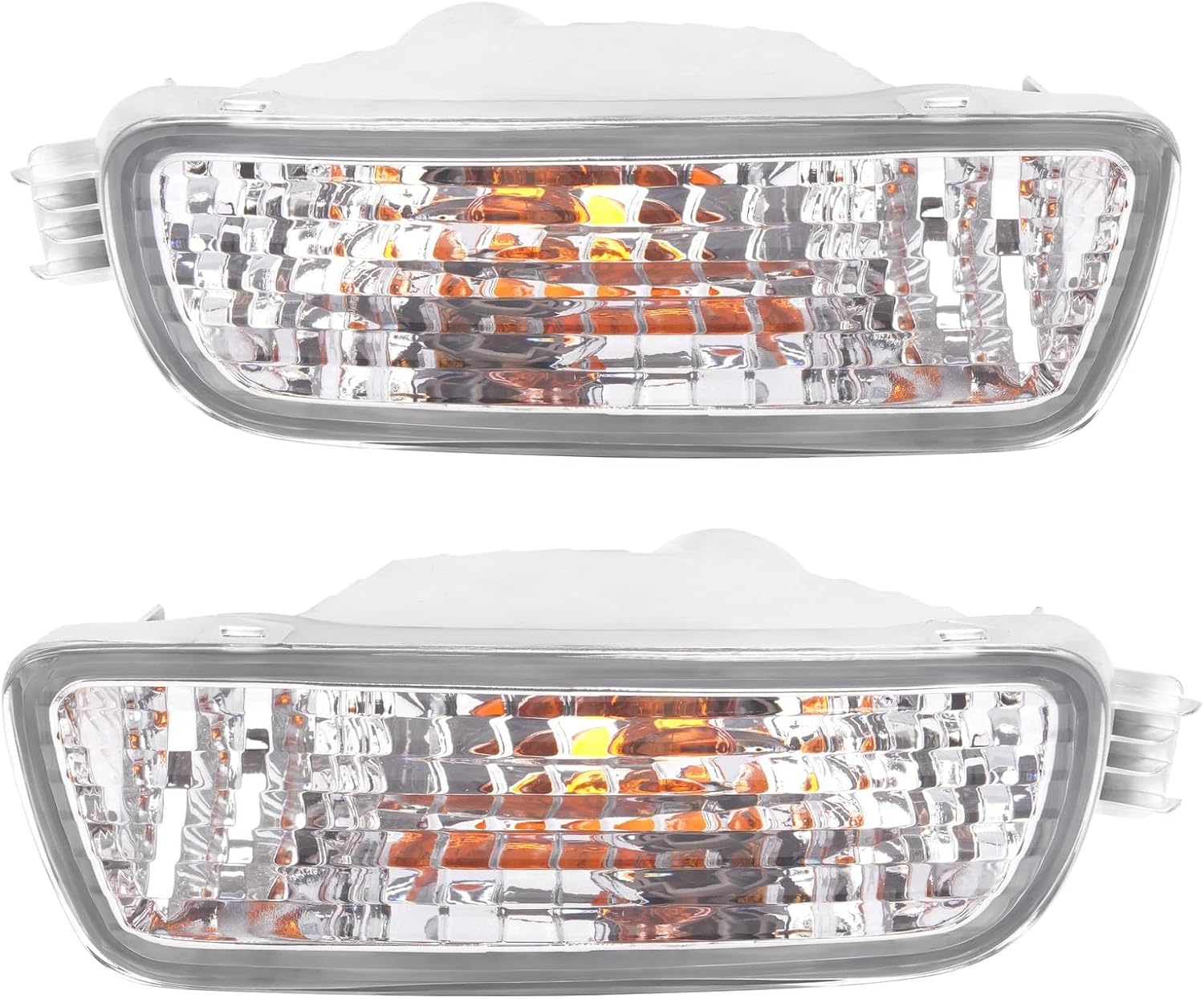 Headlights Assembly for 2001 2002 2003 2004 Toyota Tacoma Pickup Truck Headlamps with Corner Parking Turn Signal Lamps and Bumper Lights Replacement,Chrome Housing Amber Reflector