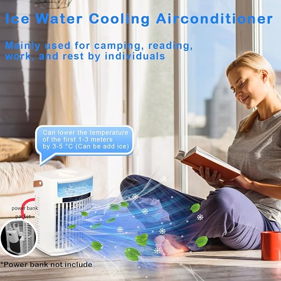 Portable Air Conditioner, 4 in 1 Misting Fan, 1000ml Water Tank, Personal Fan, 5 Speeds and 3 Spray Modes, Evaporative Air Cooler, Fan