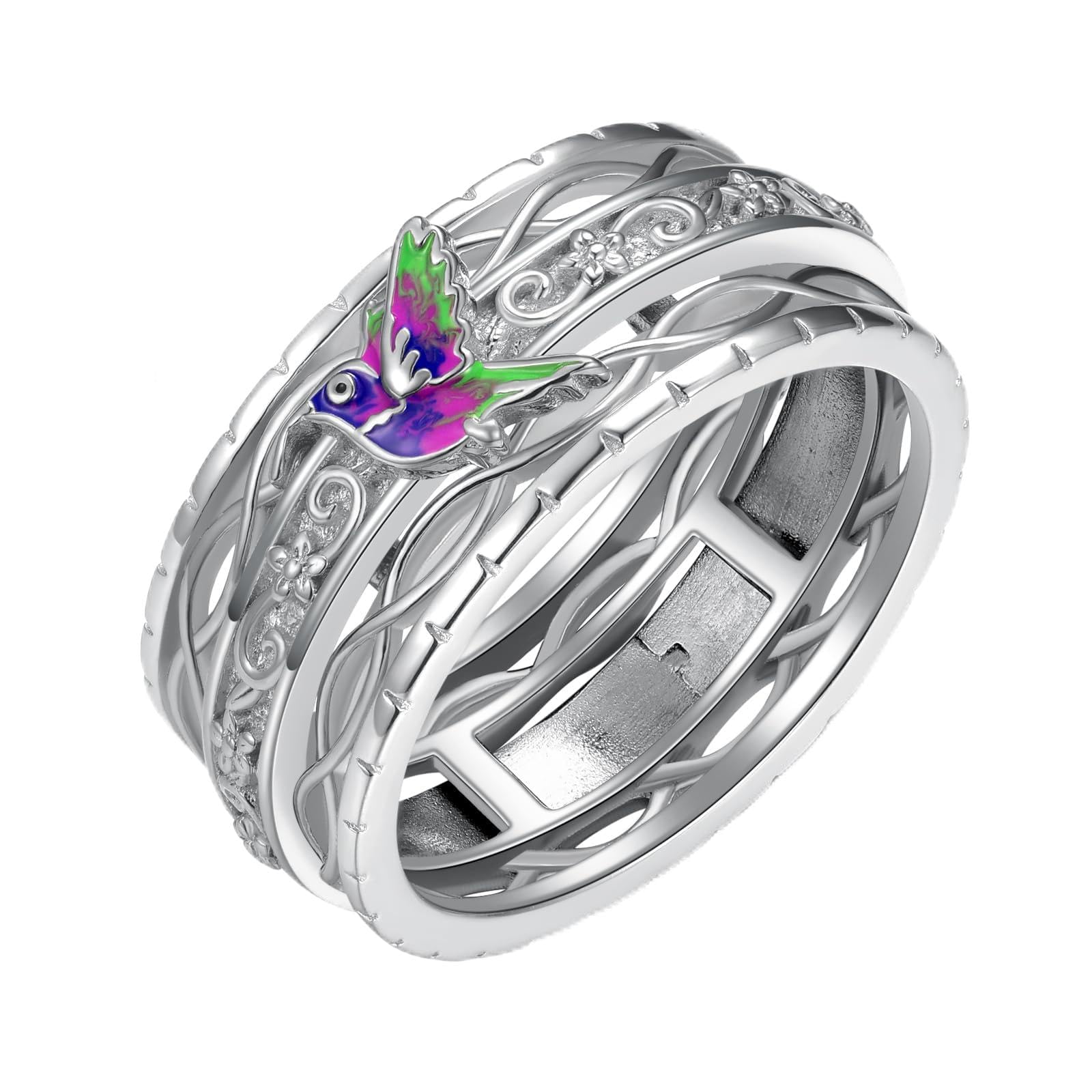 Bague colibri pour femmes 925 argent Sterling Spinner Fidget anxiété soulager inquiétude soulager le Stress ennui bague oiseau bijoux animaux décoration cadeau