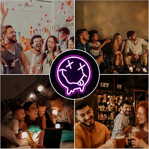 Miniatura 7 de Letrero de neón de sonrisa derretida, sonríe derretida, letreros LED para decoración de pared, letreros de luz de neón regulable para dormitorio,