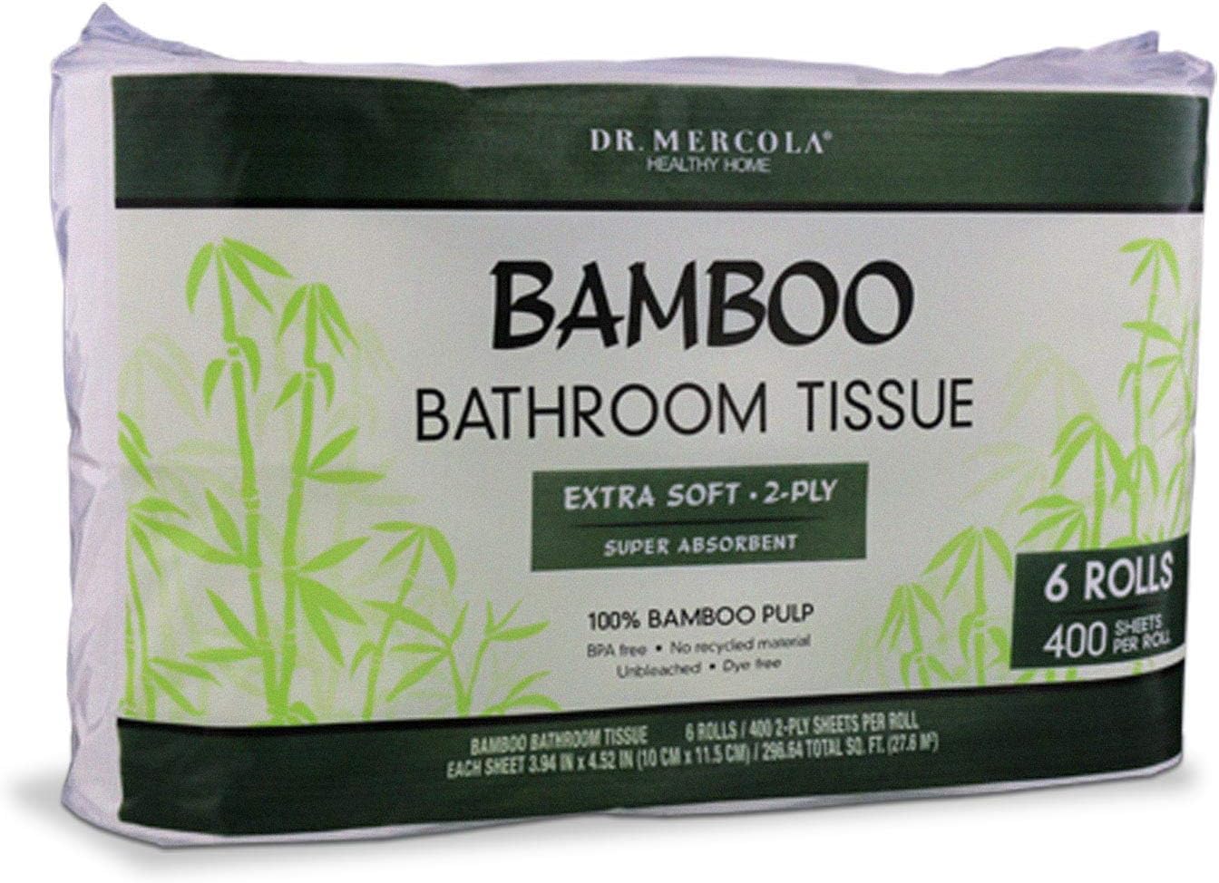 Dr. Mercola Bamboo Bathroom Tissue (400 Sheets per Roll), 6 Rolls per Pack, BPA Free