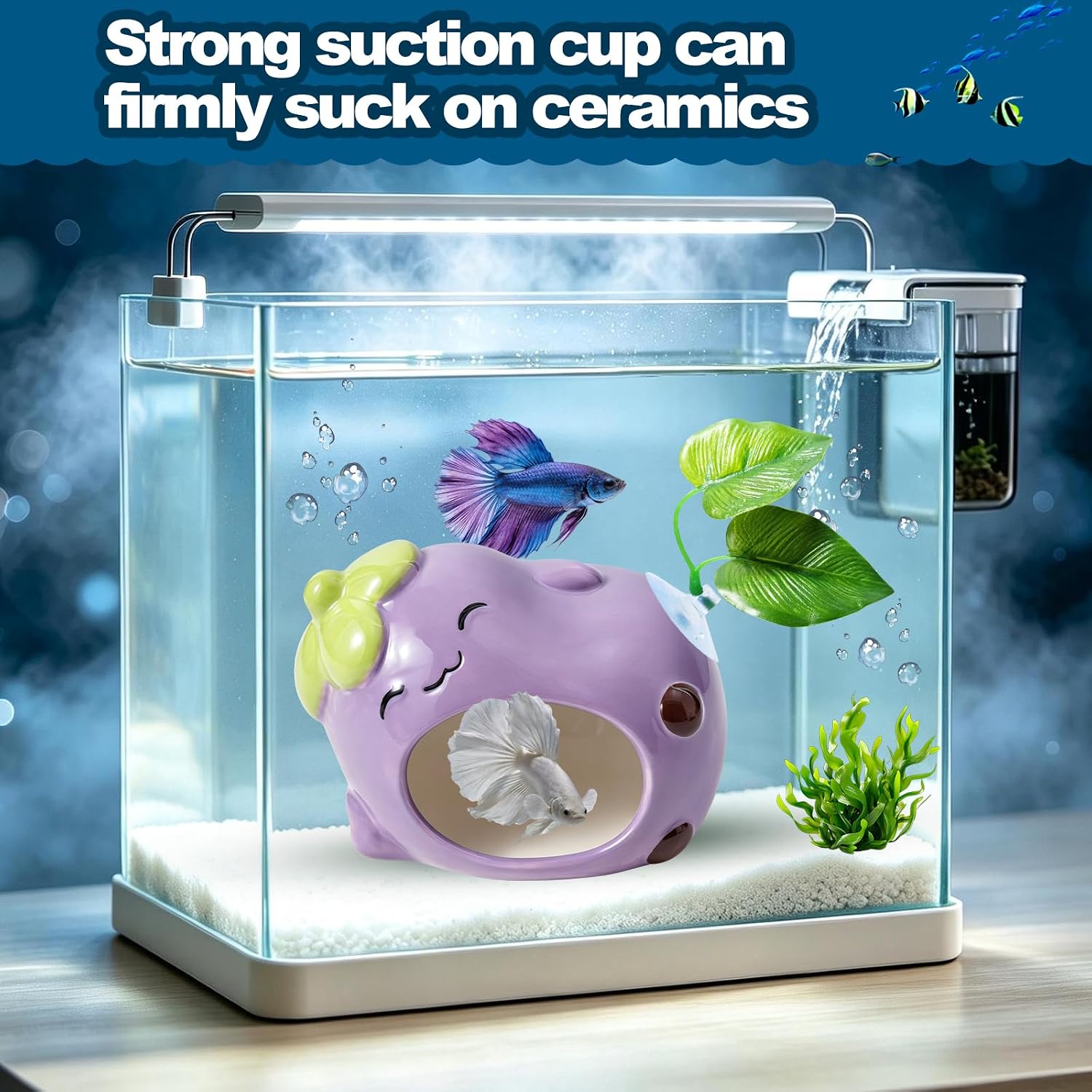 CousDUoBe 2Pcs Ceramic Betta Fish Tank Cave Betta Hammock Fish Tank Decor image 5