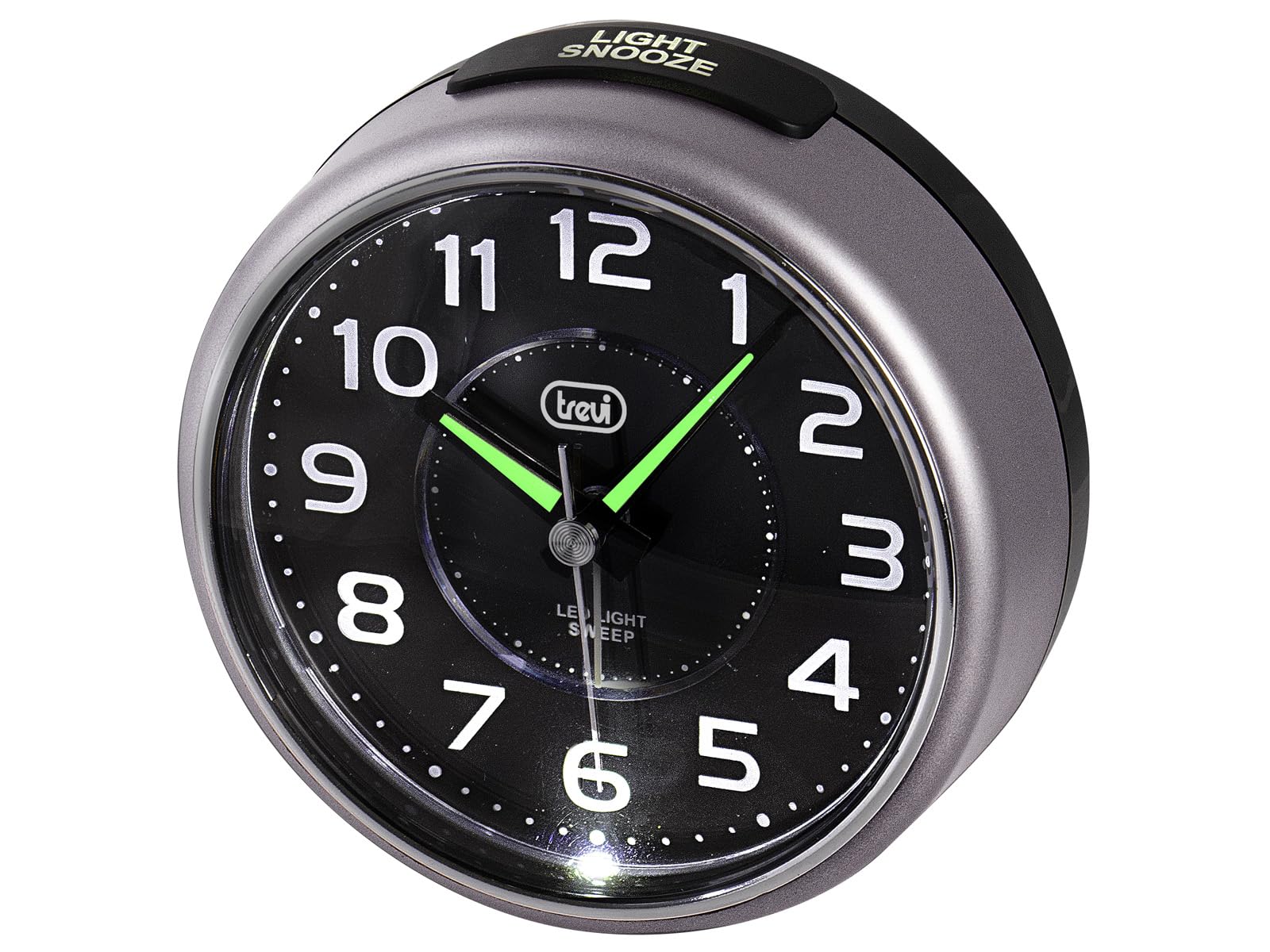 Trevi SL 3096 Quartz Alarm Clock with Large Display, Electronic Ringer, Silent Sweep Movement, Snooze/Light Button