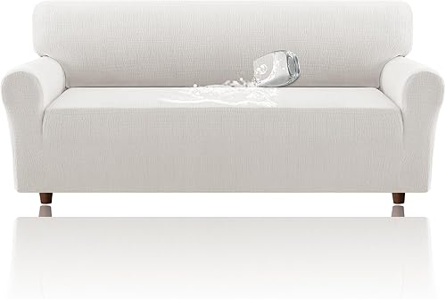 H.VERSAILTEX Funda de sofá jacquard con protector de muebles de asiento impermeable, 1 pieza, funda elástica con parte inferior elástica para niños,