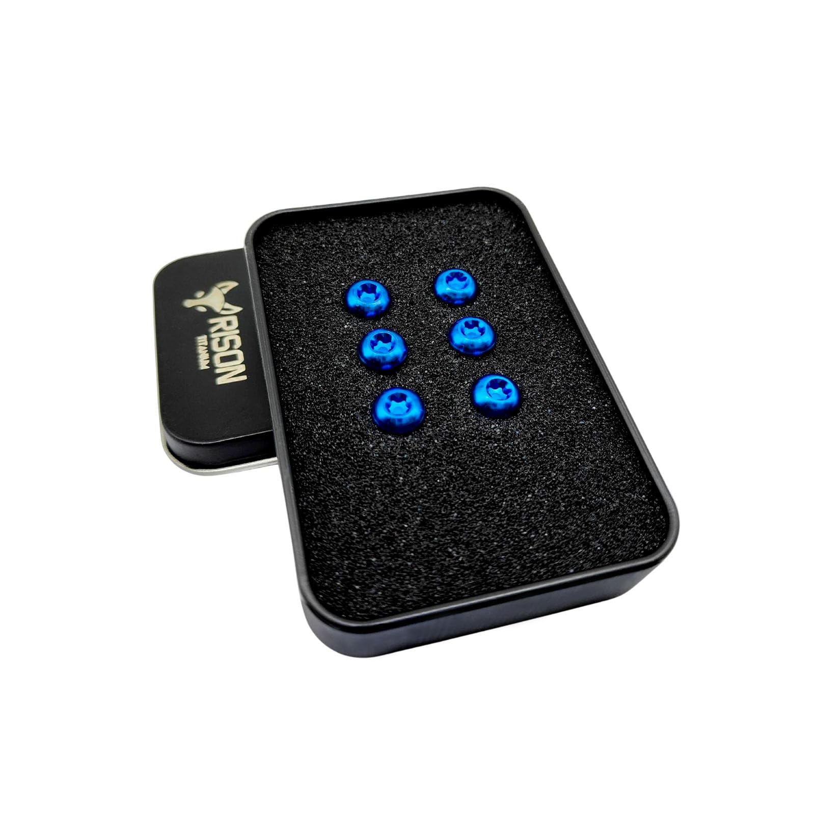 RISON Titanium Bolts M5x10mm Titanium Button Torx Head Bolt Screw M5 Bolts Bicycle Disc Brake Universal Blue Star Round Head Ti Bolt for MTB and Bicycle Motorcycle Pack of 6