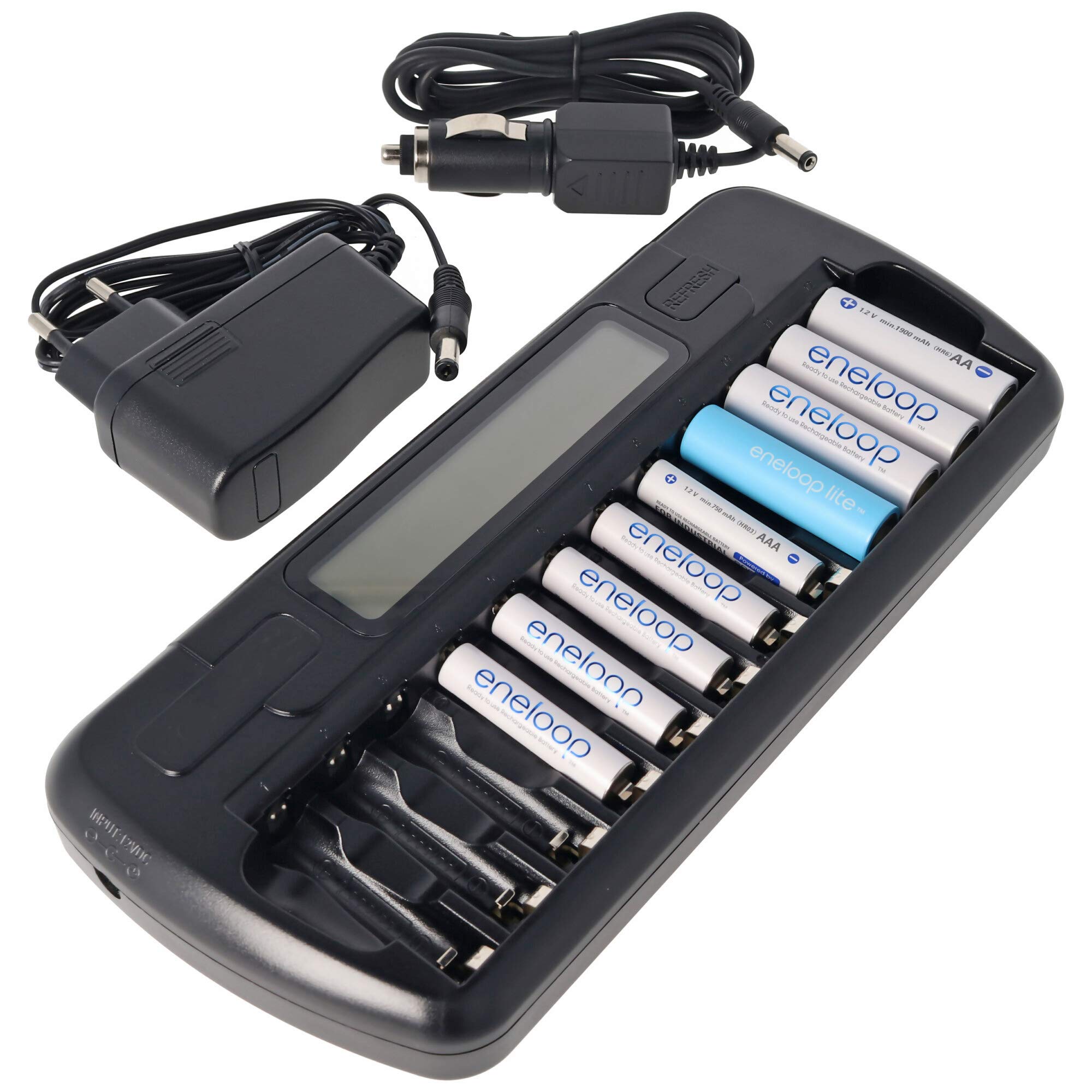 everActive NC-1200 - Cargador NIMH controlado por microprocesador con pantalla LCD para 1-12 pilas AA/AAA