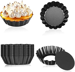 20 Packs Mini Tart Pans Removable Bottom 3 Inch Tart Pan Round Fluted No...