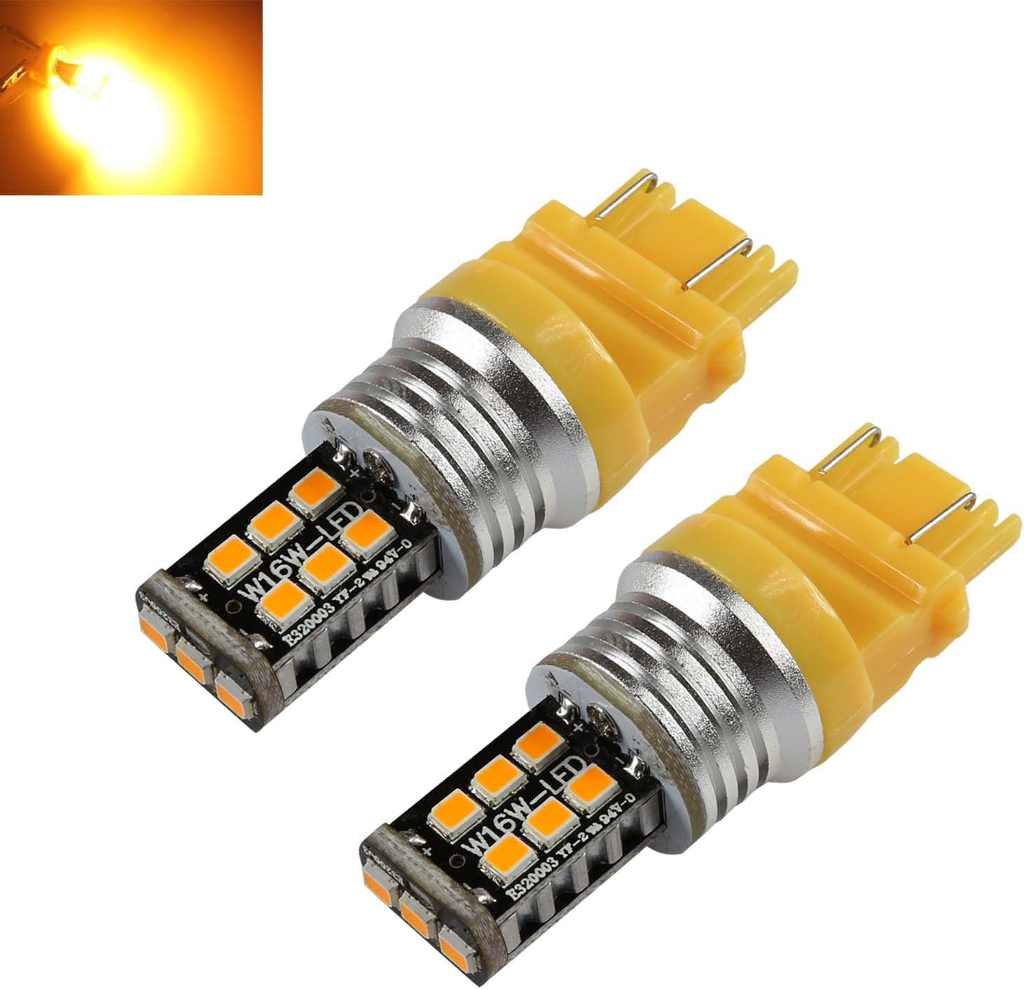 50 Watts Extreme High Power 3535 Chip LED Red/Amber/White Turn Signal Brake Tail Lights Bulbs 3157/7443/1157 (Amber, 3157)