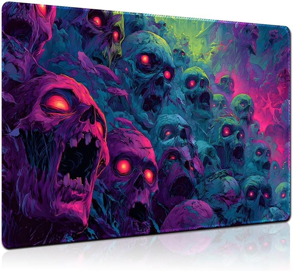 MTG Playmat 24x14 Inch Desk Mats | Optional Game Zone Layout | Non-Slip Rubber Base | Stitched Edges | Includes Free Storage Bag | for TCG, Board Games, and Desk Mats(Goreveil,Without Zone)